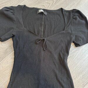 Black Reformation Fitted Ribbed Shirt